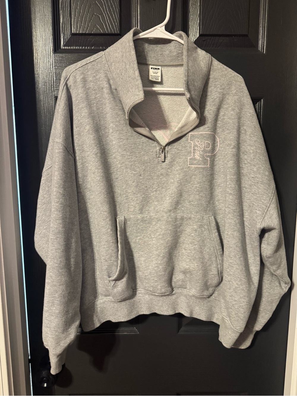 PINK Victoria's Secret Light Gray Quarter-Zip Pullover